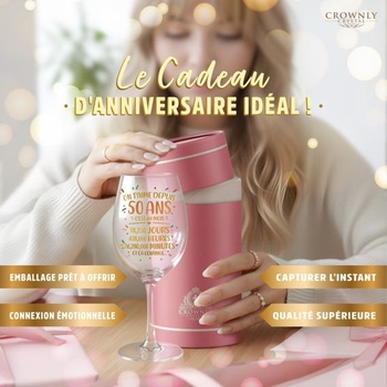Pohár na víno CROWNLY CRYSTAL, personalizovaný, darček k 50. výročiu, dámsky, krištáľový pohár,
