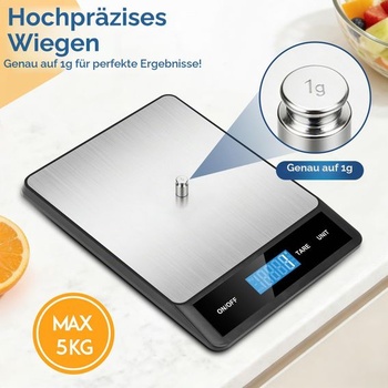 Digitální kuchyňská váha Zivacate 5 kg, přesnost 1 g, 5,0 kilogramů