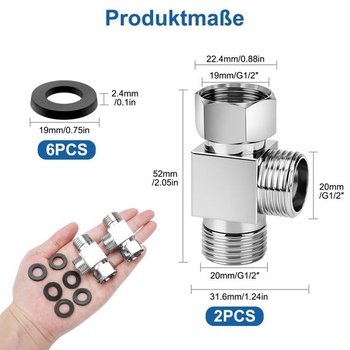 EEEKit 3cestný prepínací ventil 1/2 palca: T-kus pre pripojenie vody z mosadze