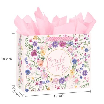 Loveinside 33 cm veľká svadobná darčeková taška s hodvábnym papierom a blahoželaním, elegantný ružový