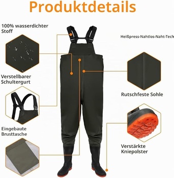 Rybárske prsačky AUYAO s topánkami