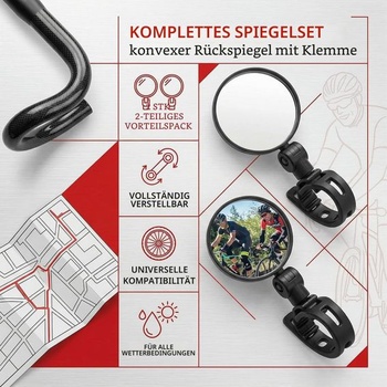 Balenie 2 zrkadiel na bicykel, spätné zrkadlá, otočné o 360°, skladacie, univerzálne pre riadidlá 15-35