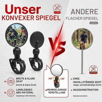 Balenie 2 zrkadiel na bicykel, spätné zrkadlá, otočné o 360°, skladacie, univerzálne pre riadidlá 15-35