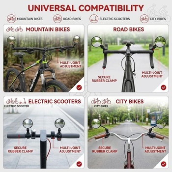 Balenie 2 zrkadiel na bicykel, spätné zrkadlá, otočné o 360°, skladacie, univerzálne pre riadidlá 15-35