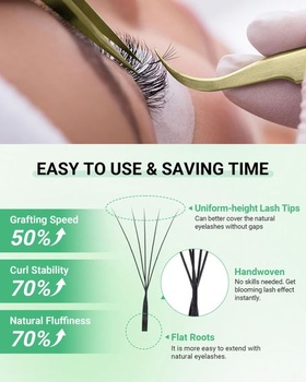 Řasy NAGARAKU Narrow 5D W 0,07 D 13 mm, prefabrikované vějířové, matně černé 13 mm 0,07 D, černé -