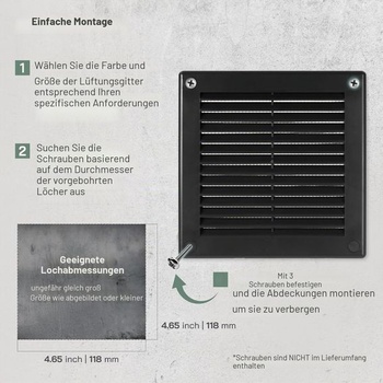 Větrací systémy 150 x 150 mm - 2 kusy - Černý ventilační kryt – Ploché, čtvercové větrací otvory s