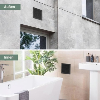 Větrací systémy 150 x 150 mm - 2 kusy - Černý ventilační kryt – Ploché, čtvercové větrací otvory s