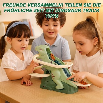 Hračka s dinosaury a horskou dráhou - Dinosauří hračka s horskou dráhou, dětskou skluzavkou a