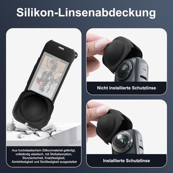 Ochranná sada FiTSTILL pro Insta 360 X5, tvrzené sklo, silikonové pouzdro, silikonový kryt
