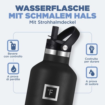 IRON °FLASK Nerezová fľaša na vodu s 3 vekami - nepriepustná termoska - Dvojstenná izolovaná kovová