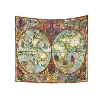 YONGFOTO 150x130cm mapa gobelínu, mapa sveta, farebný obraz, európska retro námorná mapa, starý