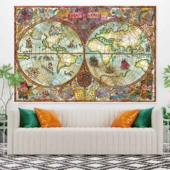 YONGFOTO 150x130cm mapa gobelínu, mapa sveta, farebný obraz, európska retro námorná mapa, starý