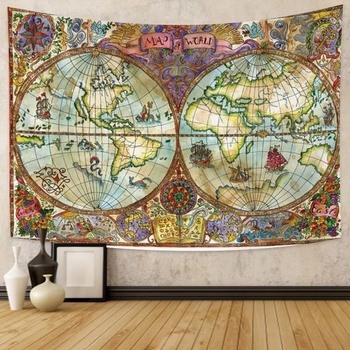YONGFOTO 150x130cm mapa gobelínu, mapa sveta, farebný obraz, európska retro námorná mapa, starý