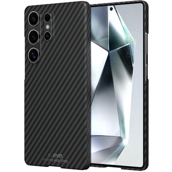 Kryt X-level pre Samsung Galaxy S25 Ultra, tenká textúra z uhlíkových vlákien, čierna