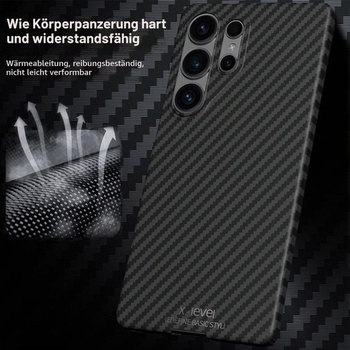 Kryt X-level pre Samsung Galaxy S25 Ultra, tenká textúra z uhlíkových vlákien, čierna