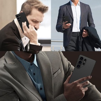 Kryt X-level pre Samsung Galaxy S25 Ultra, tenká textúra z uhlíkových vlákien, čierna