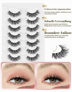 Onlyall Natural Wispy Eyelashs Soft Eyelash Fluffy False Eyelashs D89 (11-16 mm)
