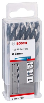 Sada spirálových vrtáků Bosch Professional HSS 10dílná PointTeQ (do kovu, 6 x 57 x 93 mm,