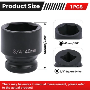Šestihranný nástrčný klíč 40 mm, rázový nástrčný klíč 3/4