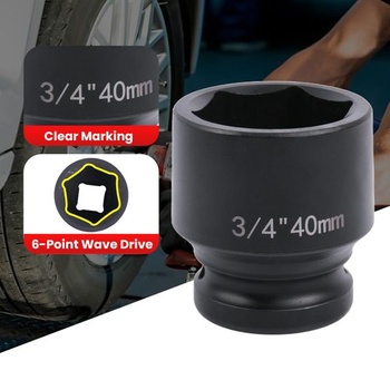 Šesťhranný nástrčný kľúč 40 mm, rázový nástrčný kľúč 3/4