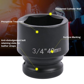 Šesťhranný nástrčný kľúč 40 mm, rázový nástrčný kľúč 3/4