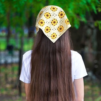 4dielna háčkovaná sada šatiek do vlasov, sedmokráska, kvetinová šatka do vlasov, boho šatka na hlavu,