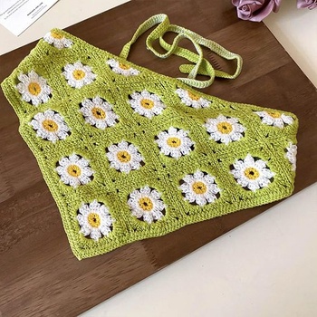 4dielna háčkovaná sada šatiek do vlasov, sedmokráska, kvetinová šatka do vlasov, boho šatka na hlavu,