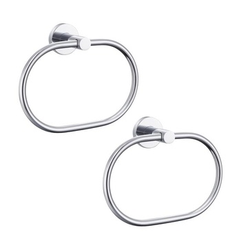 Krúžok na uterák na vŕtanie, chrómovaný držiak na uterák, súprava 2 ks, moderný nástenný držiak na