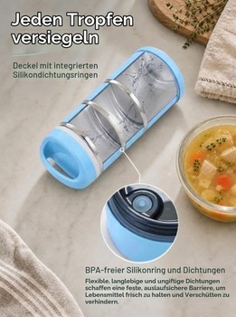 Lille Home Stohovateľný obedový box z nerezovej ocele, 3 poschodia, 1380 ml modrý