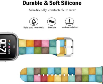 Mäkký silikónový náhradný športový remienok s kresleným vzorom, 23 mm, kompatibilný s Fitbit Versa