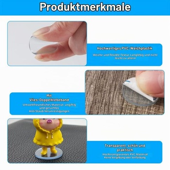 80 kusov ochranných tlmičov/dištančných podložiek, elastické tlmiče 25 mm x 2,2 mm, priehľadné