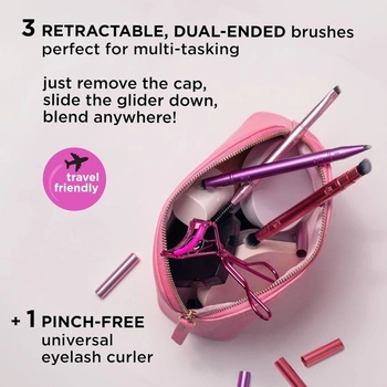 Real Techniques Double Time Brush + Lash sada 4 kusů, oboustranné štětce na oční stíny a obočí,
