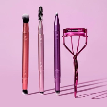 Real Techniques Double Time Brush + Lash sada 4 kusů, oboustranné štětce na oční stíny a obočí,