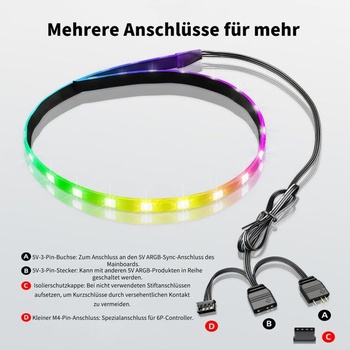 PC RGB LED svetelný pásik, 15,7 palcov prispôsobiteľný LED pásik pre PC skriňu