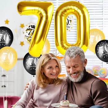 Zlatý balónik GoldRock XXL k 70. narodeninám, 40 palcový balónik k 70. narodeninám pre ženu a mužov,