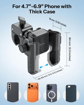 Držák na motocyklový telefon OMOTON BK01, tlumení vibrací, držák na řídítka a zrcátko, černý
