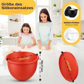 3dílná silikonová vložka s víkem pro kuchyňský robot KitchenAid Tilt-Head, silikonová mísa o objemu