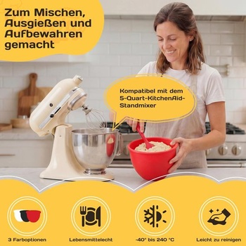 3dílná silikonová vložka s víkem pro kuchyňský robot KitchenAid Tilt-Head, silikonová mísa o objemu