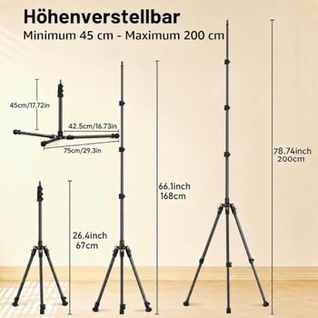 Statív na svetlo Asaiy 45–200 cm, čierny