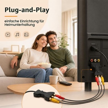 1 kus adaptéru HDMI na RCA, převodník HDMI zástrčky AV 3RCA, kompozitní video audio jack na CVBS,