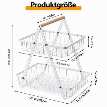 Poschodový stojan na ovocné koše, úložný priestor na ovocie, dvojposchodový stojan na ovocie, odnímateľná