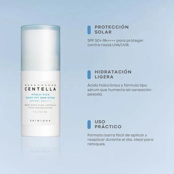 SKIN1004 Opalovací tyčinka s pupečníkem madagaskarským s hyalu-cicou Silky-Fit SPF50+ 7 g (1 balení)