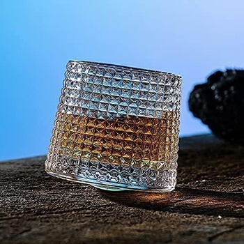 Otočné sklenice na whisky pro relaxaci - sada 2 barových sklenic v antickém stylu na bourbon,