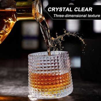Otočné sklenice na whisky pro relaxaci - sada 2 barových sklenic v antickém stylu na bourbon,