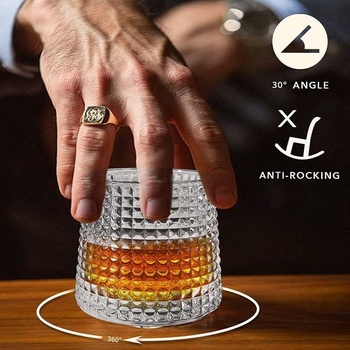 Otočné sklenice na whisky pro relaxaci - sada 2 barových sklenic v antickém stylu na bourbon,