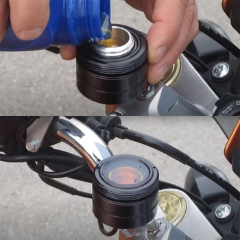 Základné príslušenstvo pre úpravy motocykla: zariadenie na mazanie reťaze, olejnička a olejová