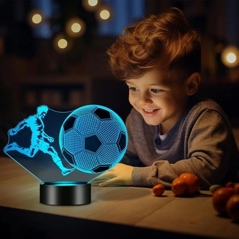 Fotbalové dárky pro chlapce, fotbalové dárky pro chlapce, 3D noční světlo pro děti, optická iluze,