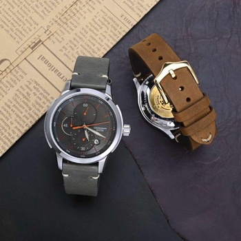 Pánsky remienok na hodinky BISONSTRAP, ručne šitý kožený remienok, rýchle uvoľnenie, 18 mm 20 mm 22 mm
