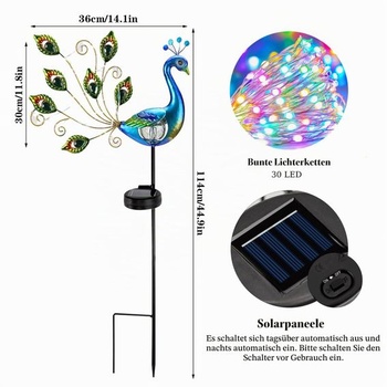 Solární lampa na zahradu IWTBNOA páv