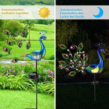 Solární lampa na zahradu IWTBNOA páv